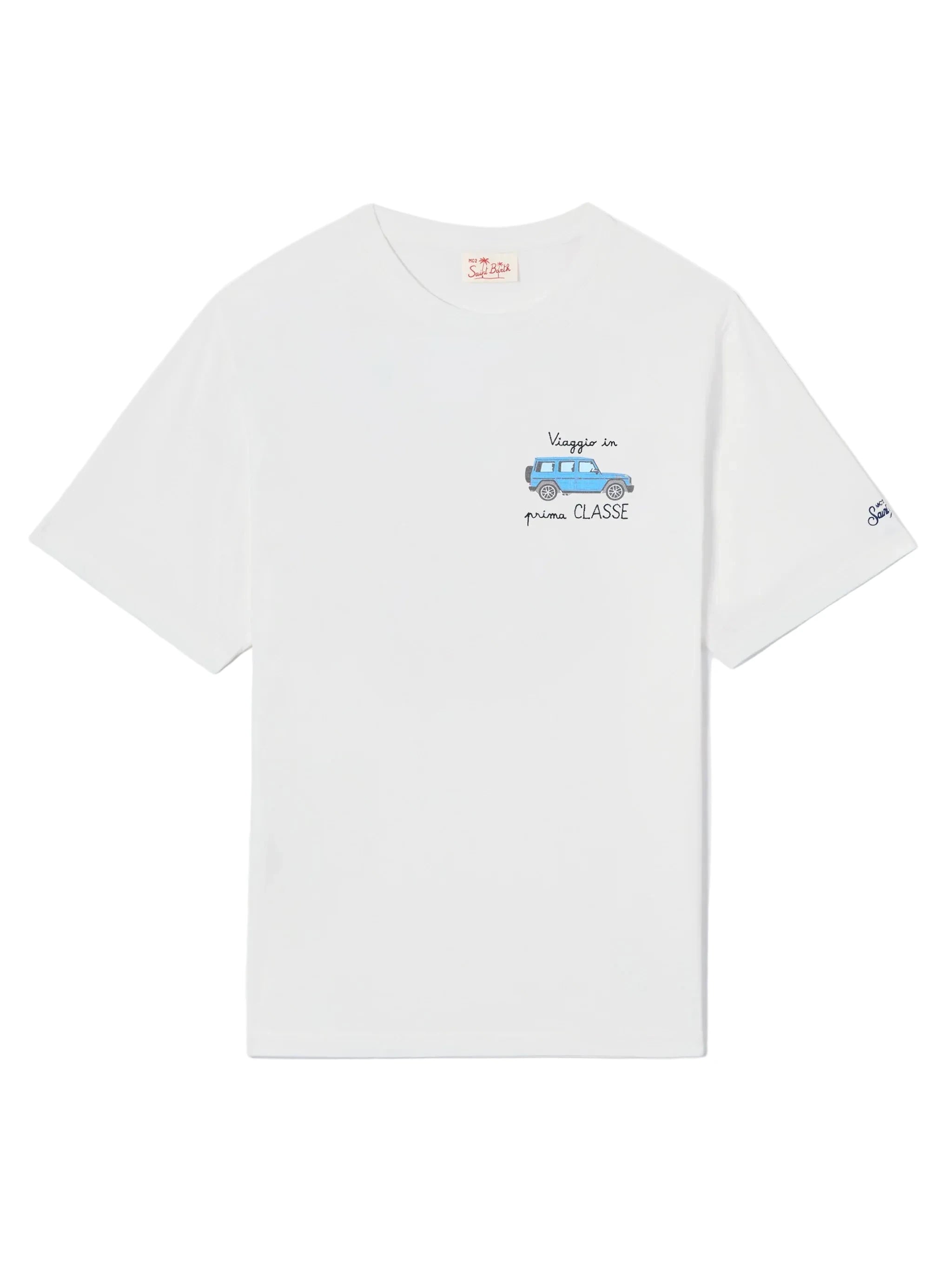 T-SHIRT PORTOFINO BIANCA CON RICAMO VIAGGIO IN PRIMA CLASSE