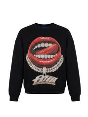 FELPA GIROCOLLO GRILLZ BLACK VERSION SIMPLY HOODIE ARTSUPERMONEY