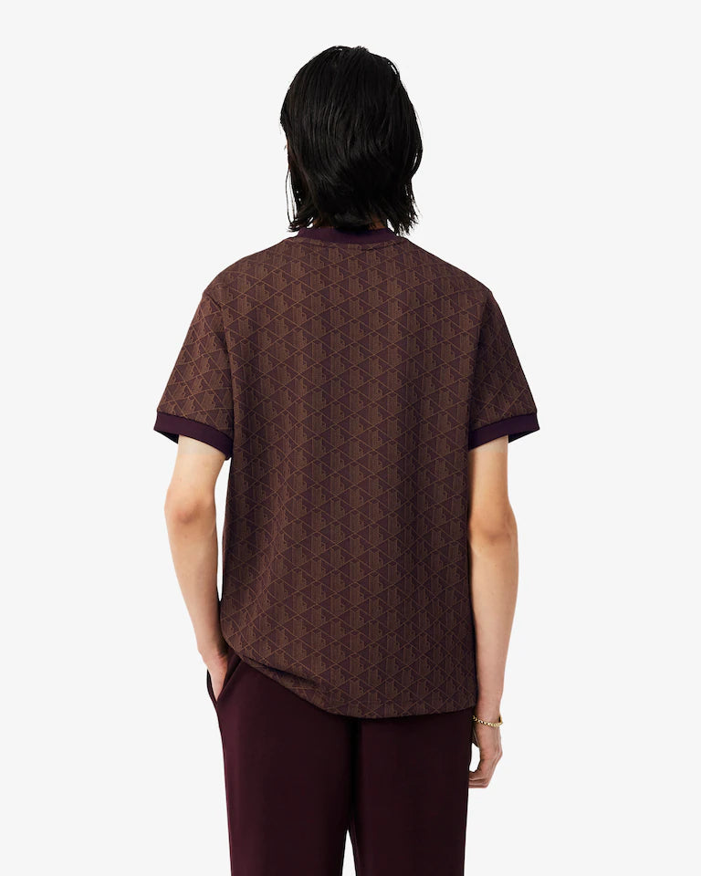 T-shirt slim fit con monogramma jacquard LACOSTE