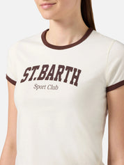 T-SHIRT EMILIE STRING BIANCA CON STAMPA SPORT CLUB