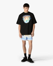 T-SHIRT NERA A MANICHE CORTE OVERSIZE AIRSPRAY CASABLANCA