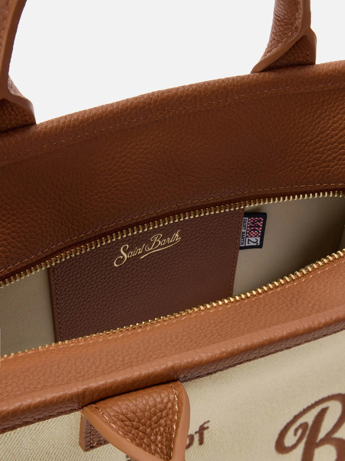BORSA VANITY MEDIUM IN CANVAS E PELLE MARTELLATA SAINT BARTH
