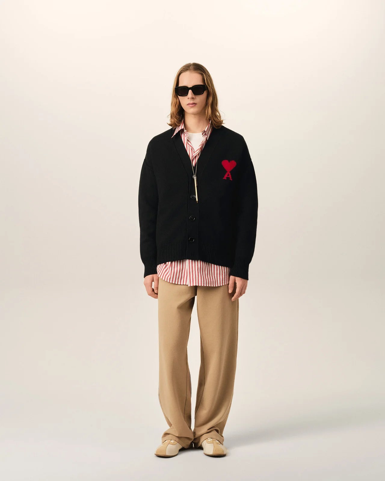 CARDIGAN AMI DE CŒUR IN LANA NATURALE AMI PARIS