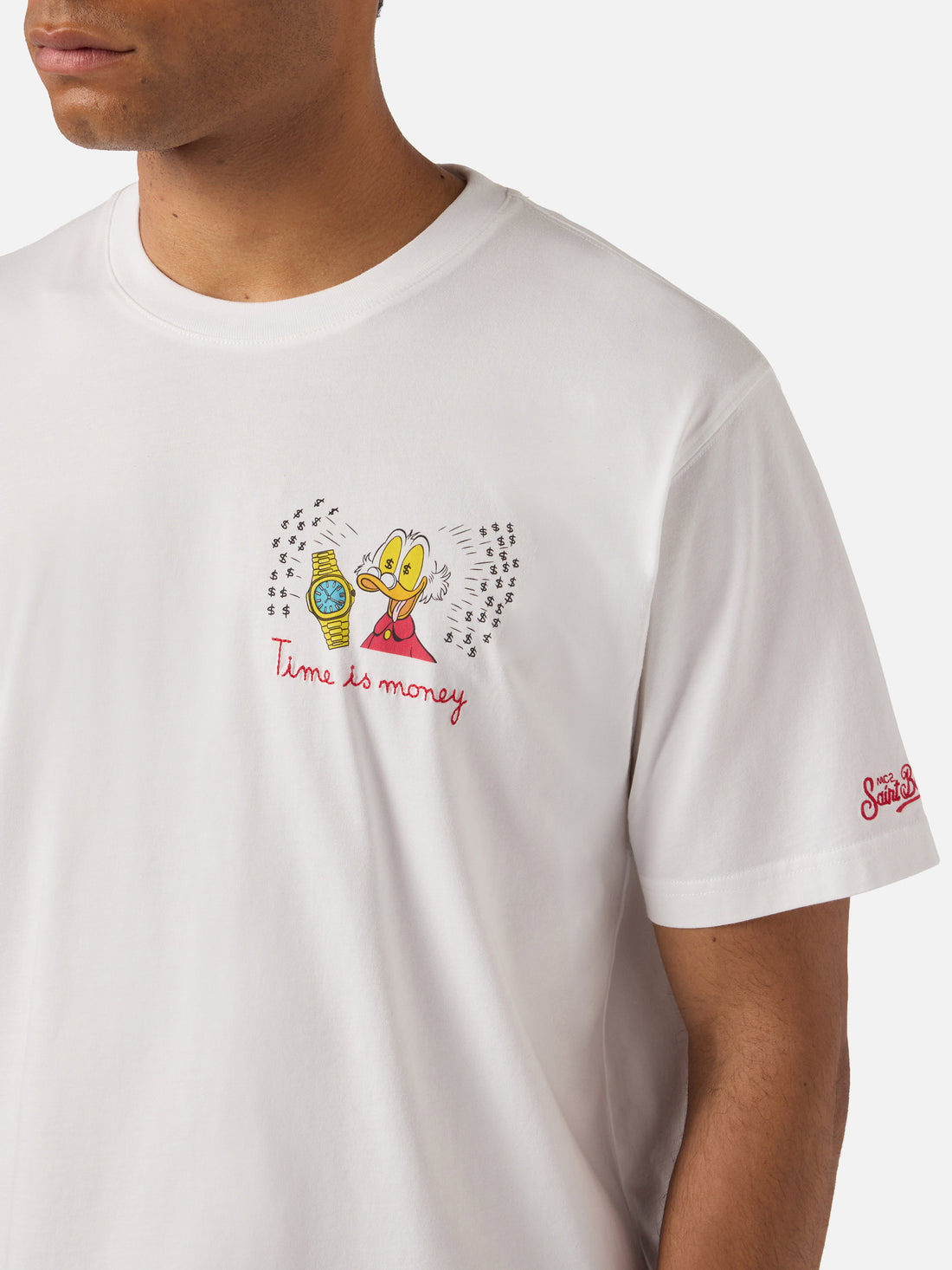 T-SHIRT PORTOFINO BIANCA CON RICAMO TIME IS MONEY! | SPECIAL EDITION