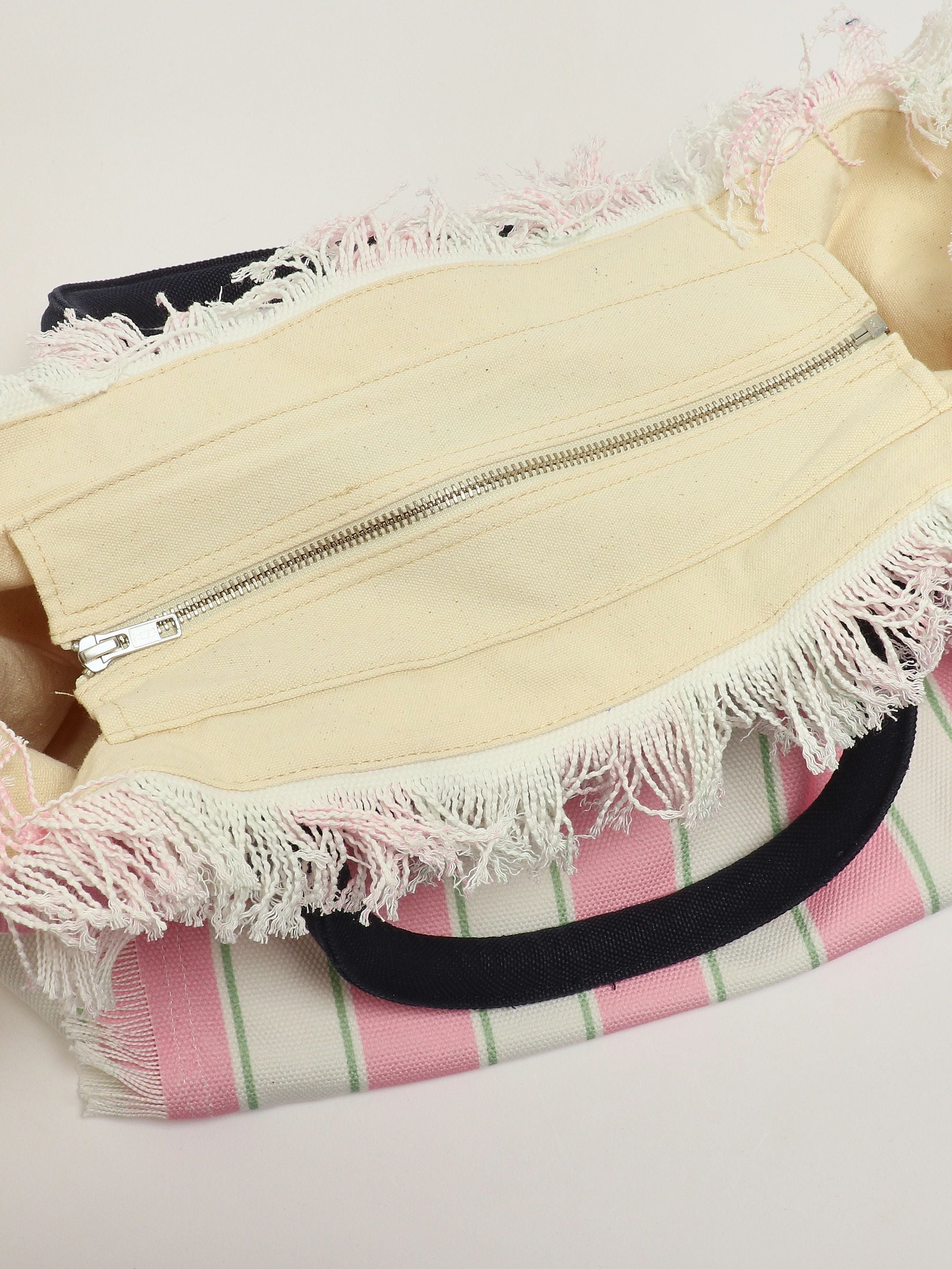 Borsa Vanity MC2 Saint Barth in Canvas a Righe