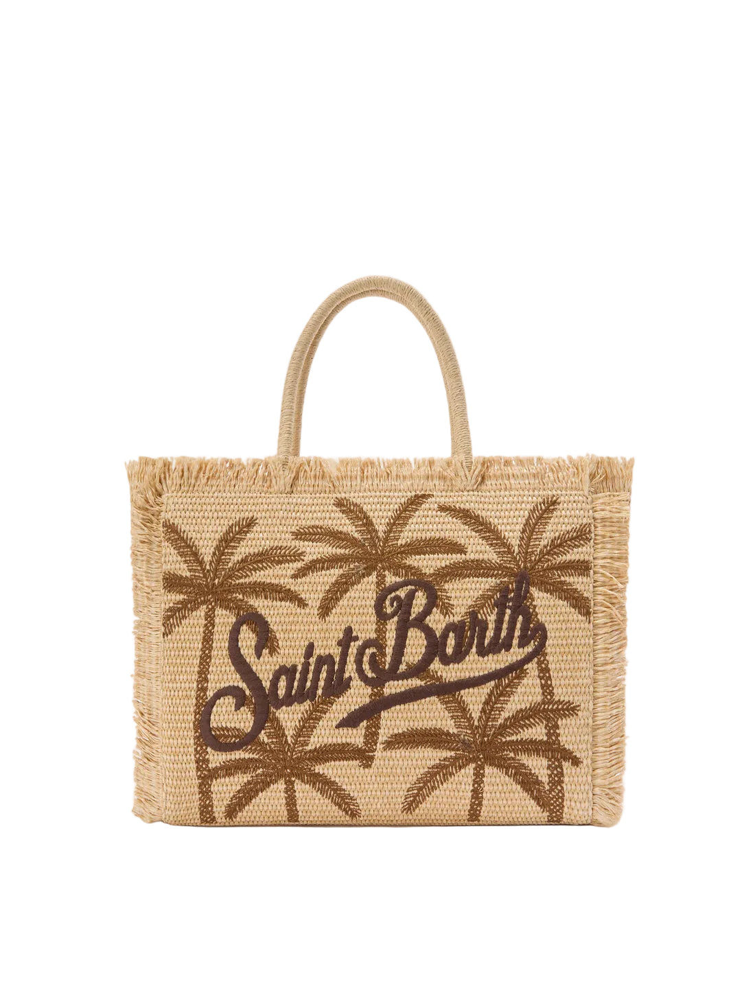 BORSA VANITY REGULAR EFFETTO PAGLIA CON RICAMO PALME SAINT BARTH