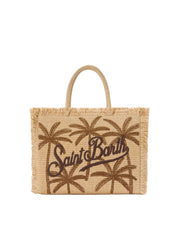 BORSA VANITY REGULAR EFFETTO PAGLIA CON RICAMO PALME SAINT BARTH
