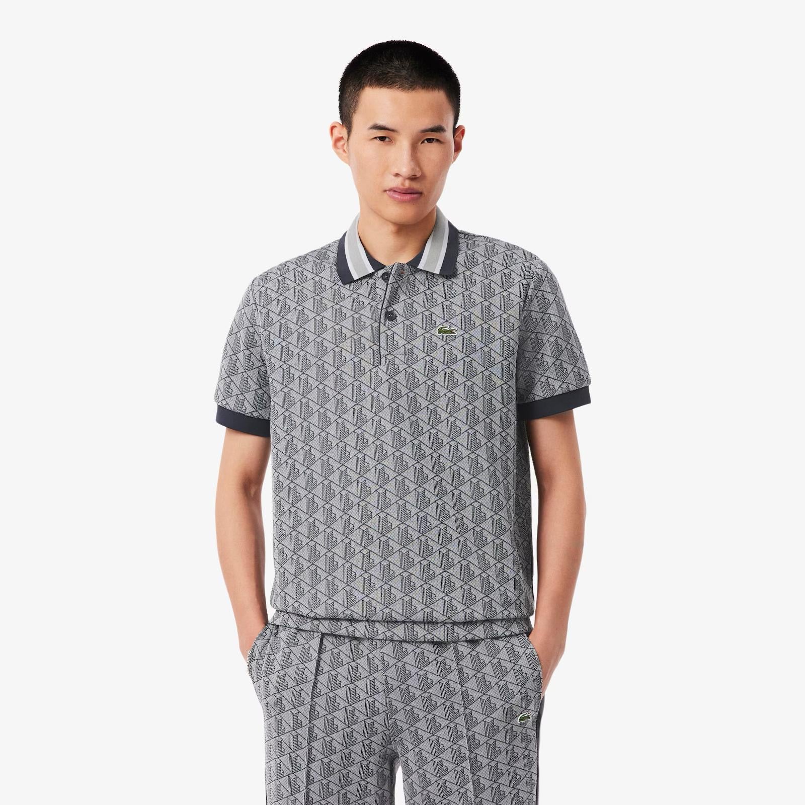 Polo dal taglio classico in jacquard con monogramma LACOSTE