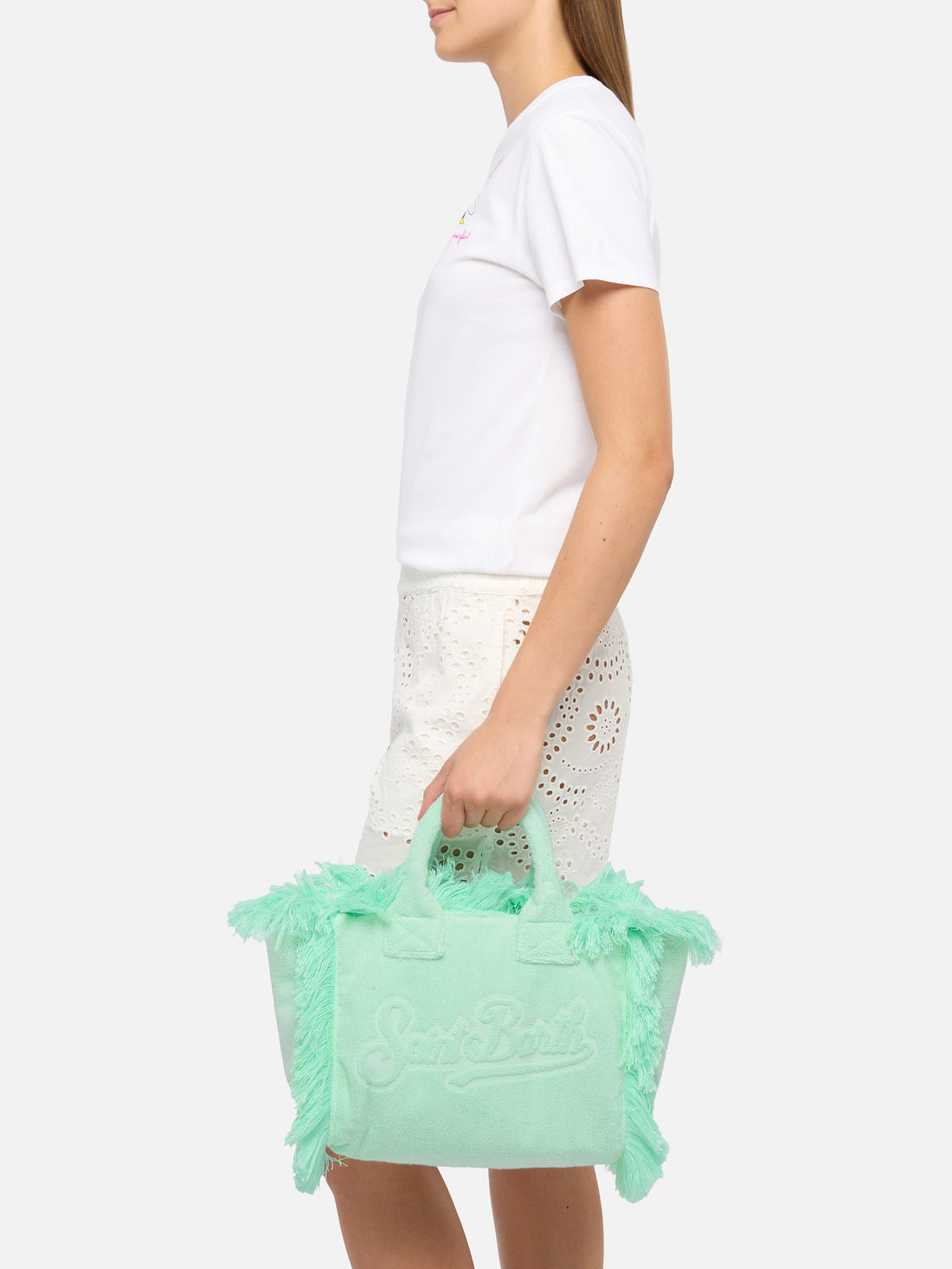 BORSA COLETTE IN SPUGNA VERDE MENTA CON RILIEVO SAINTBARTH