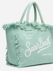 BORSA A SPALLA VANITY IN CANVAS DI COTONE VERDE SALVIA SAINT BARTH