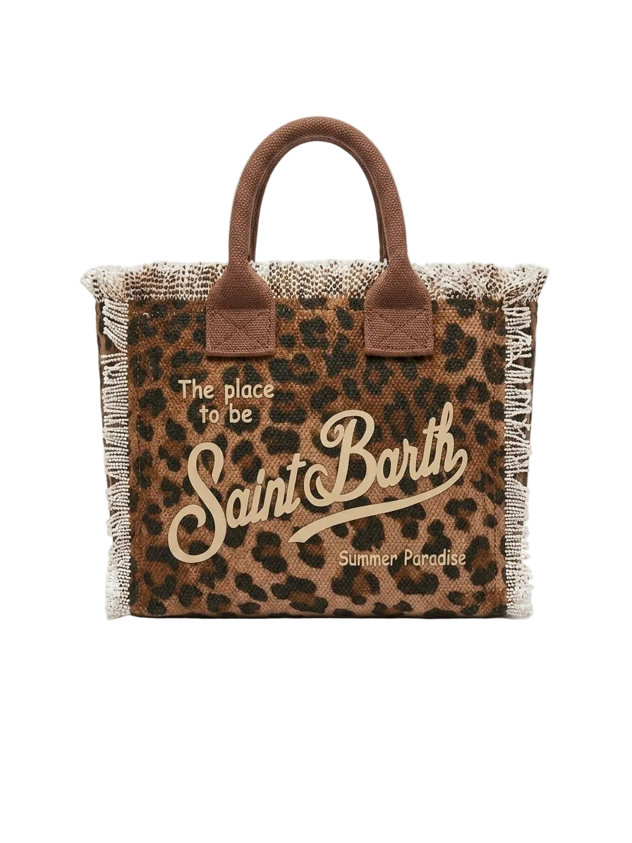 BORSA VANITY MINI IN CANVAS LEOPARDATO SAINT BARTH