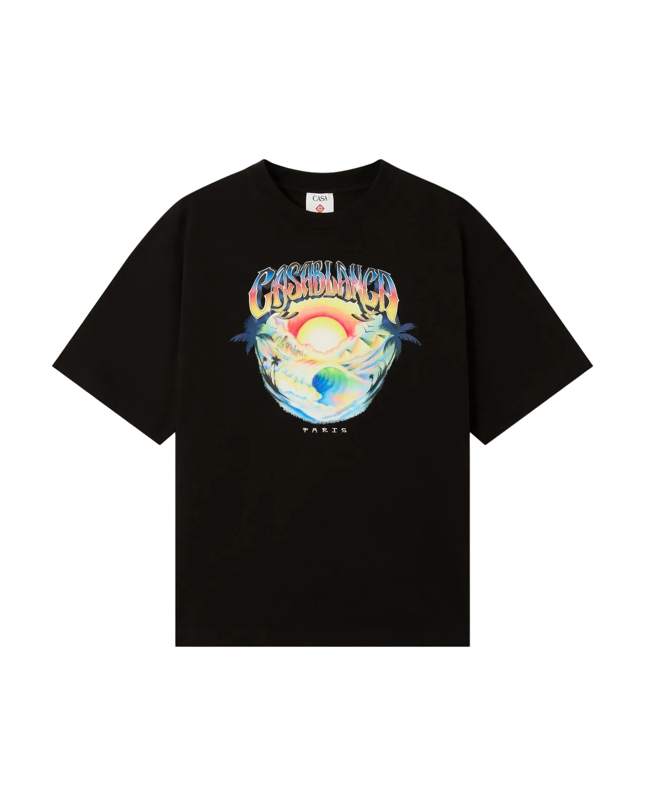 T-SHIRT NERA A MANICHE CORTE OVERSIZE AIRSPRAY CASABLANCA