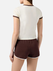 T-SHIRT EMILIE STRING BIANCA CON STAMPA SPORT CLUB