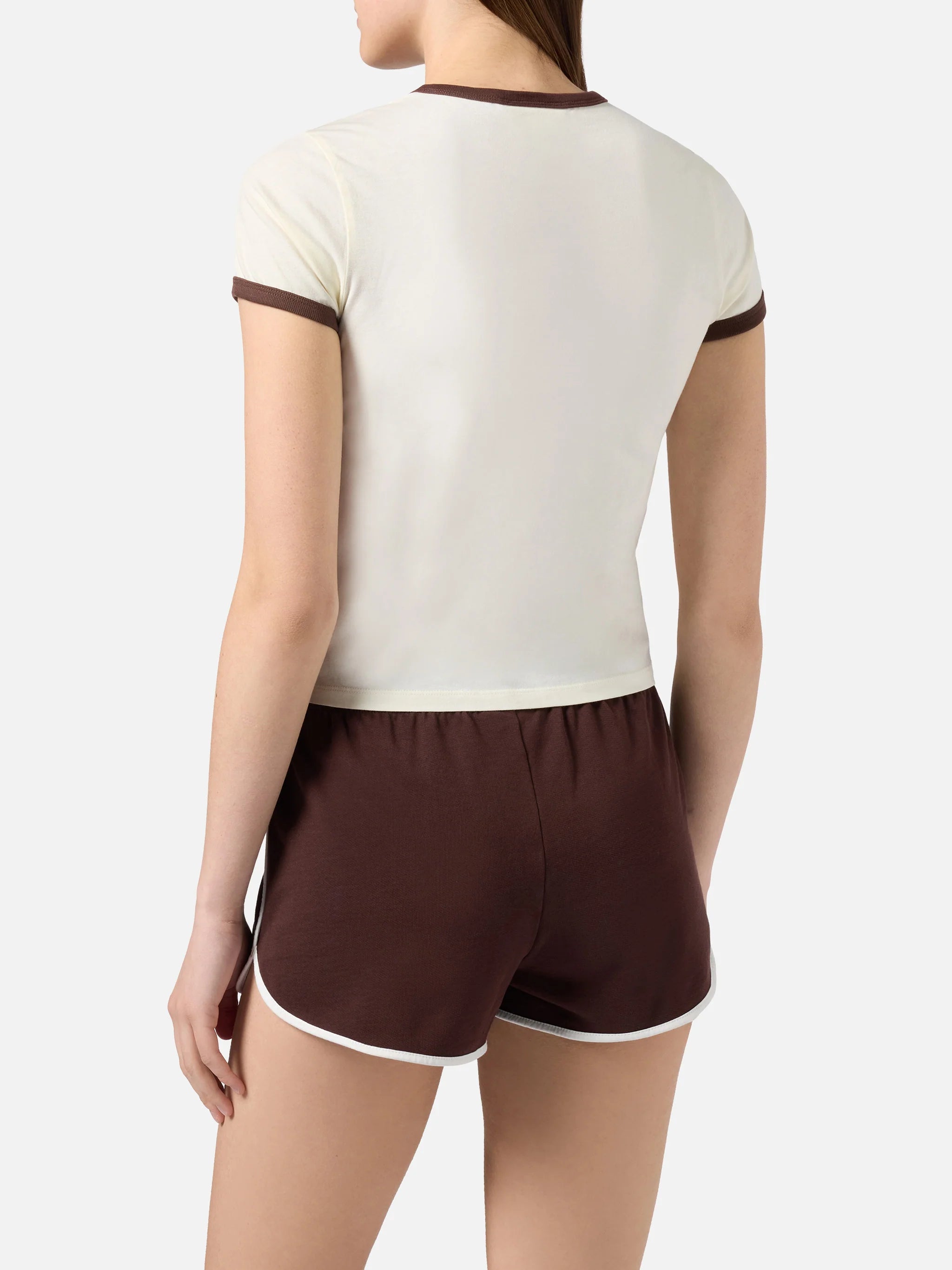T-SHIRT EMILIE STRING BIANCA CON STAMPA SPORT CLUB