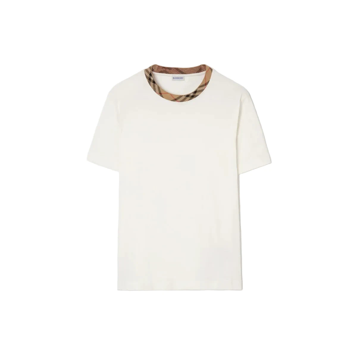 T-shirt in cotone con finiture Check BURBERRY