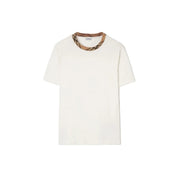 T-shirt in cotone con finiture Check BURBERRY