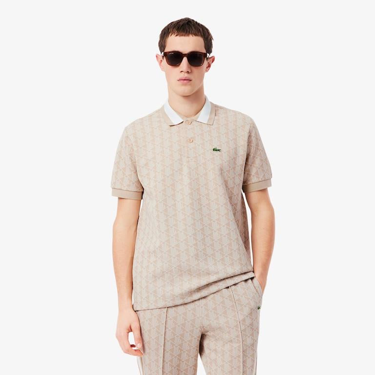 Polo dal taglio classico in jacquard con monogramma LACOSTE