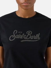 T-SHIRT EMILIE NERA CON LOGO IN STRASS