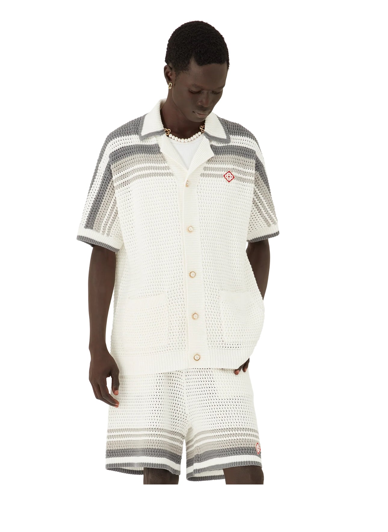 Stripe Short Sleeve Knitted Shirt CASABLANCA