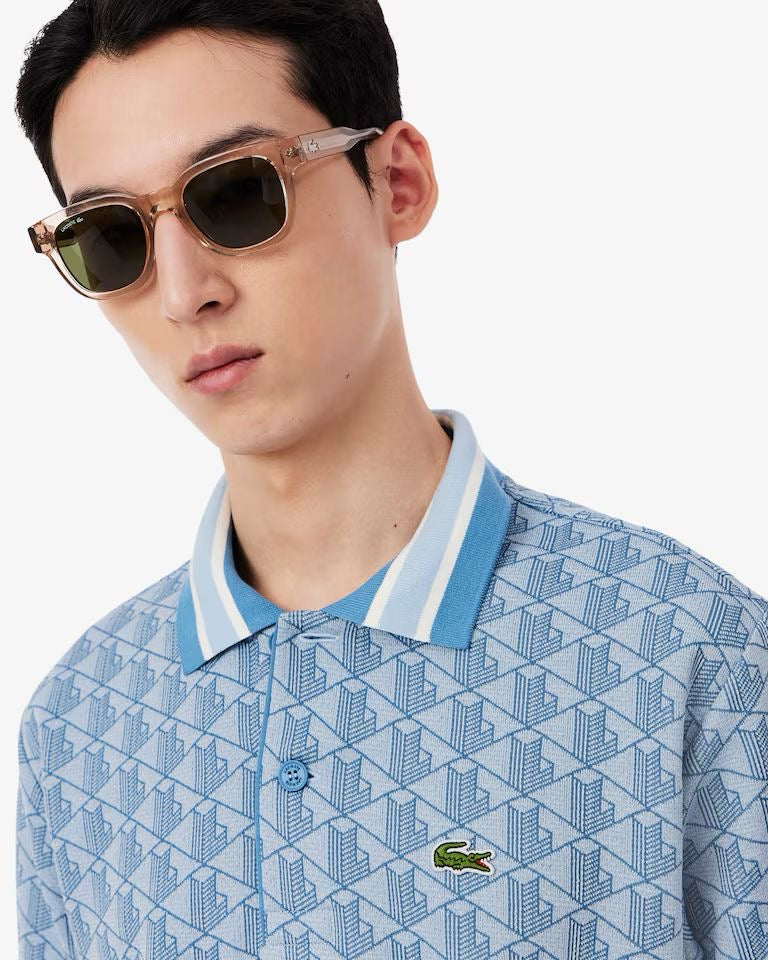 Polo dal taglio classico in jacquard con monogramma LACOSTE