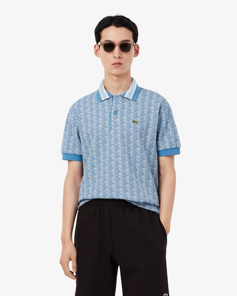 Polo dal taglio classico in jacquard con monogramma LACOSTE