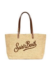 BORSA RAFFIA CON LOGO RICAMATO SAINT BARTH