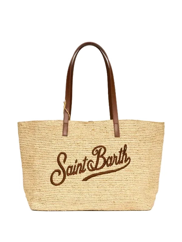 BORSA RAFFIA CON LOGO RICAMATO SAINT BARTH
