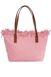 BORSA SHOPPER CITY IN TESSUTO ROSA CON FRANGE SAINT BARTH