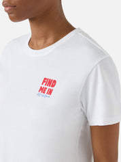 T-SHIRT EMILIE BIANCA CON STAMPA FIND ME IN VACATION SAINT BARTH