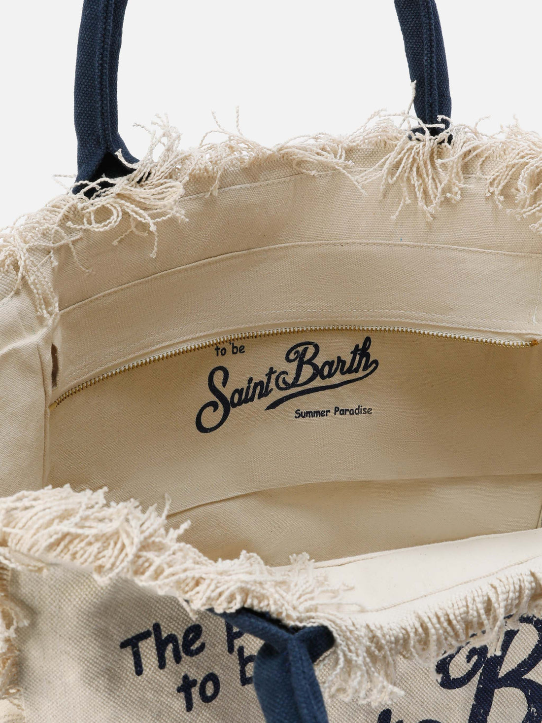 BORSA VANITY REGULAR BIANCA IN CANVAS CON FRANGE SAINT BARTH