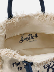 BORSA VANITY REGULAR BIANCA IN CANVAS CON FRANGE SAINT BARTH