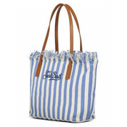 Borsa City Bag Mid Fringe Micro Stripes blu Saint Barth