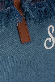 BORSA SHOPPER CITY MEDIUM IN TESSUTO DENIM CON FRANGE SAINT BARTH