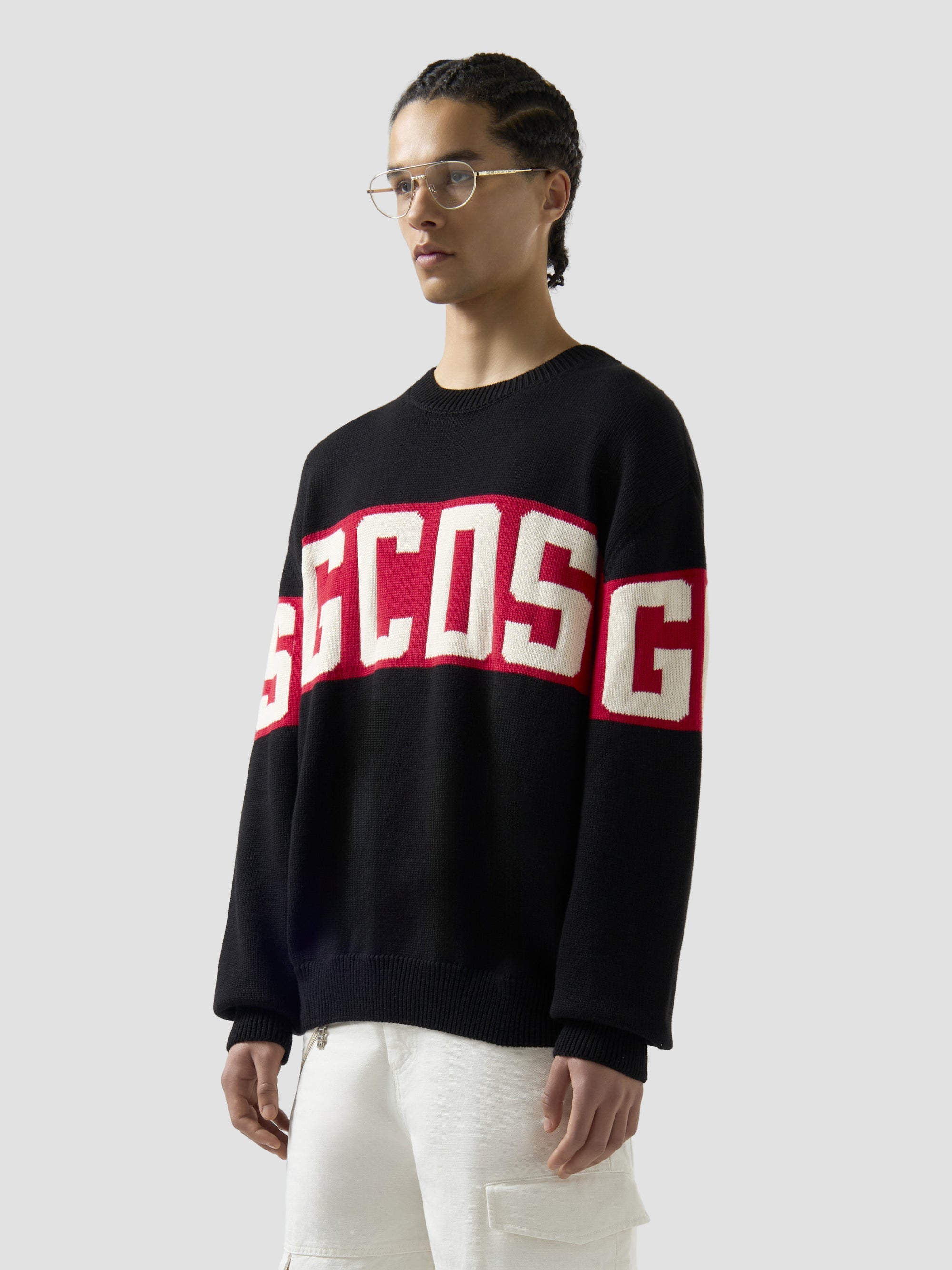 MAGLIONE CON BAND LOGO GCDS
