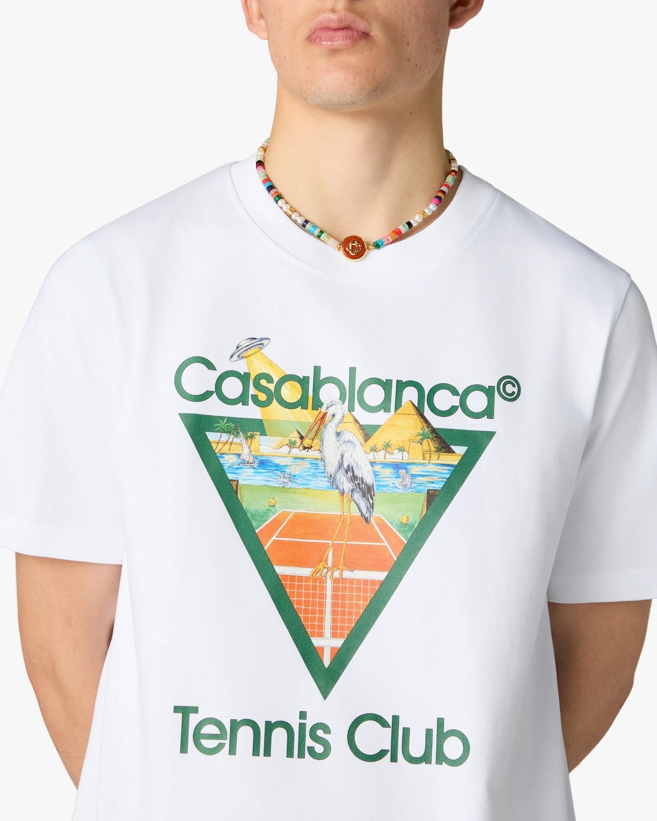 T-SHIRT A MANICHE CORTE WHITE TENNIS CLUB ICON PYRAMID ABDUCTION CASABLANCA