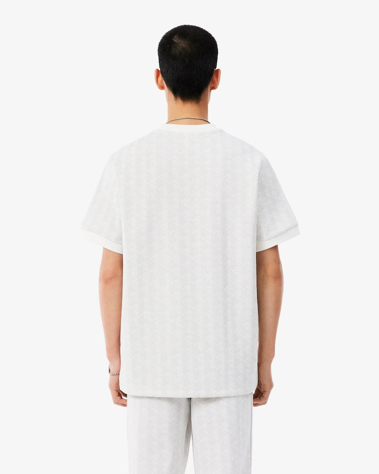T-shirt slim fit con monogramma jacquard LACOSTE