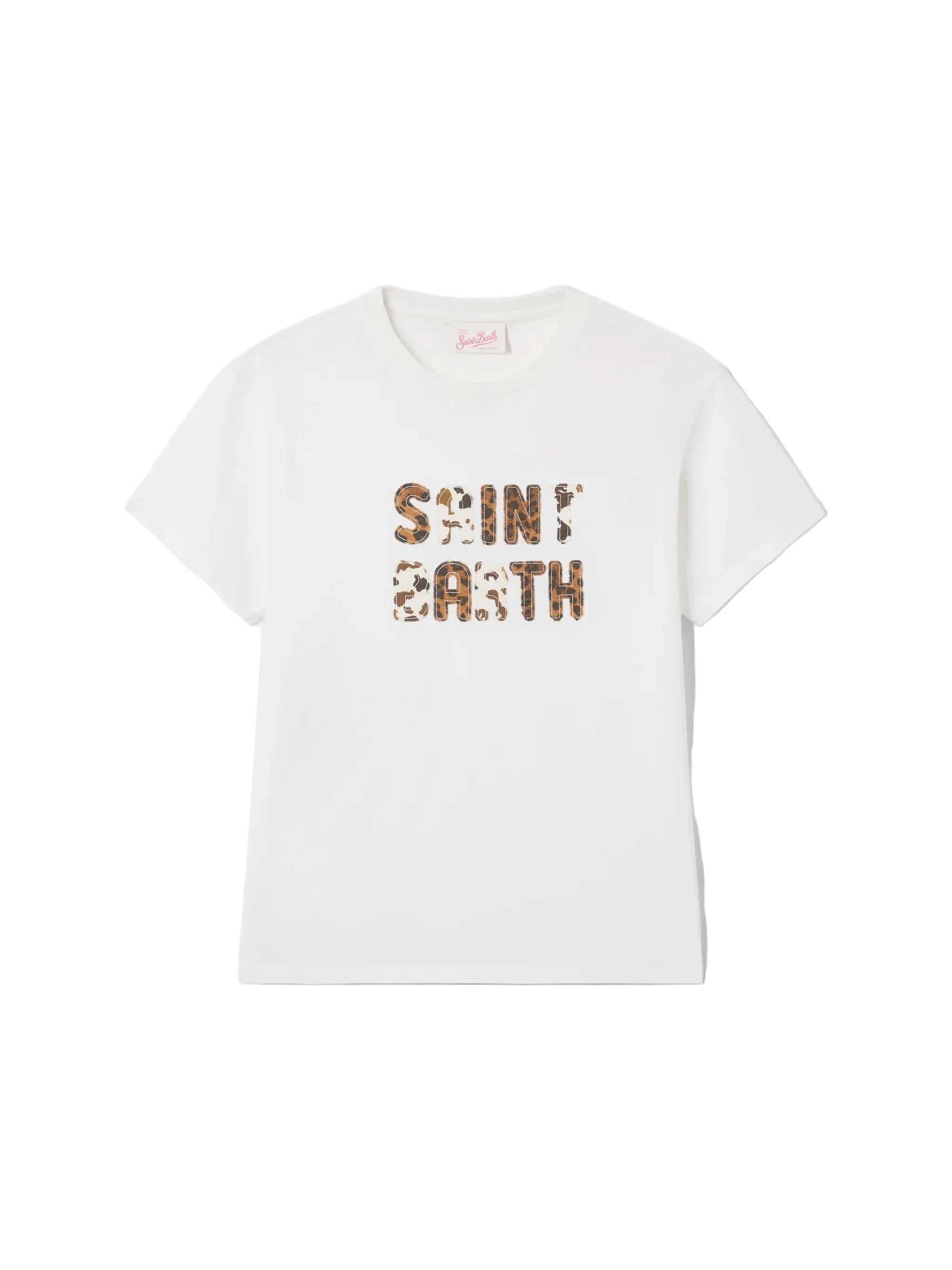 T-SHIRT EMILIE BIANCA CON PATCH LOGO ANIMALIER RICAMATA