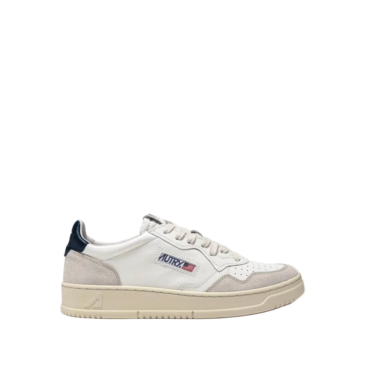 SCARPE SNEAKERS MEDALIST LOW IN PELLE BIANCA E BLU E SUEDE BEIGE
