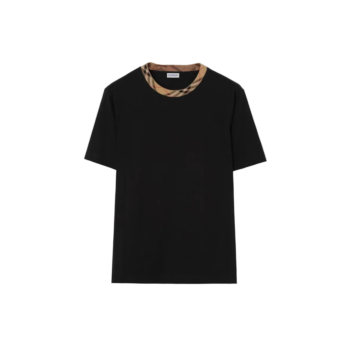 T-shirt in cotone con finiture Check BURBERRY