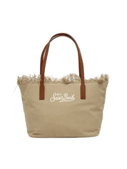 BORSA SHOPPER CITY MEDIUM BEIGE IN CANVAS CON FRANGE SAINT BARTH