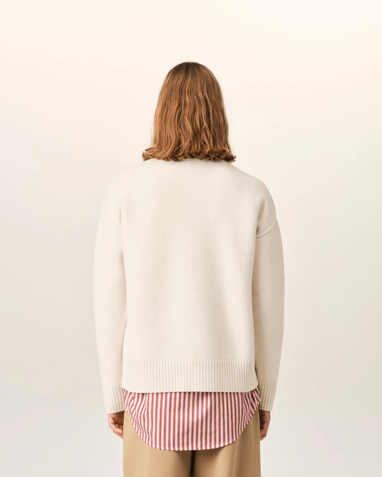 MAGLIONE GIROCOLLO AMI DE CŒUR IN LANA NATURALE AMI PARIS