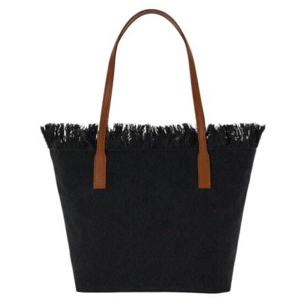 BORSA CITY REGULAR IN CANVAS DENIM SCURO CON FRANGE SAINT BARTH
