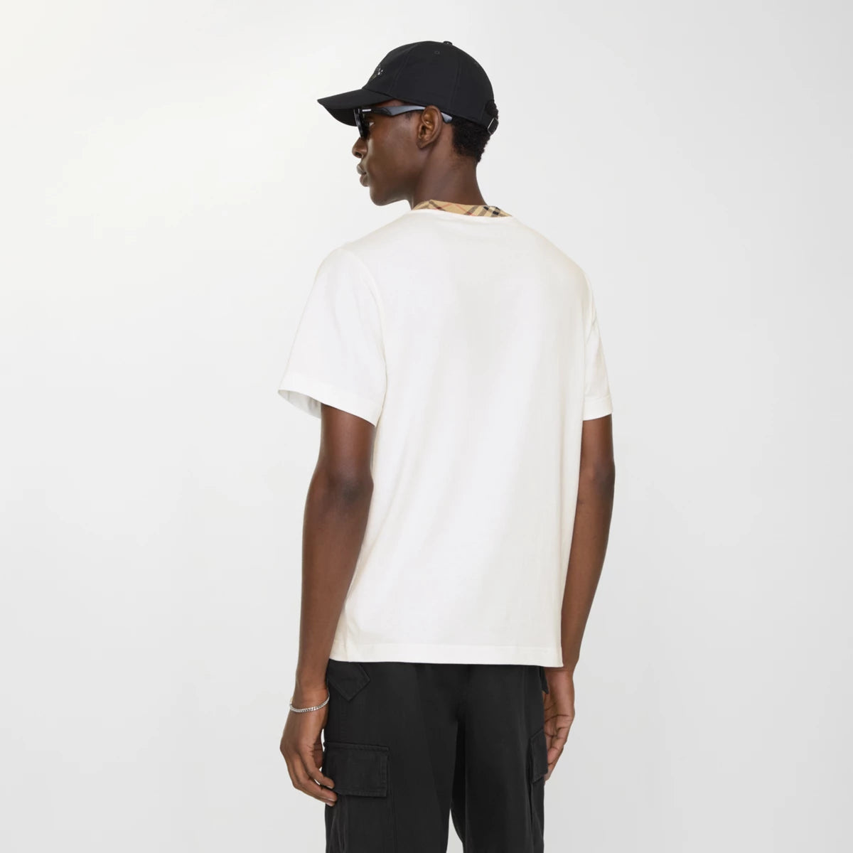 T-shirt in cotone con finiture Check BURBERRY