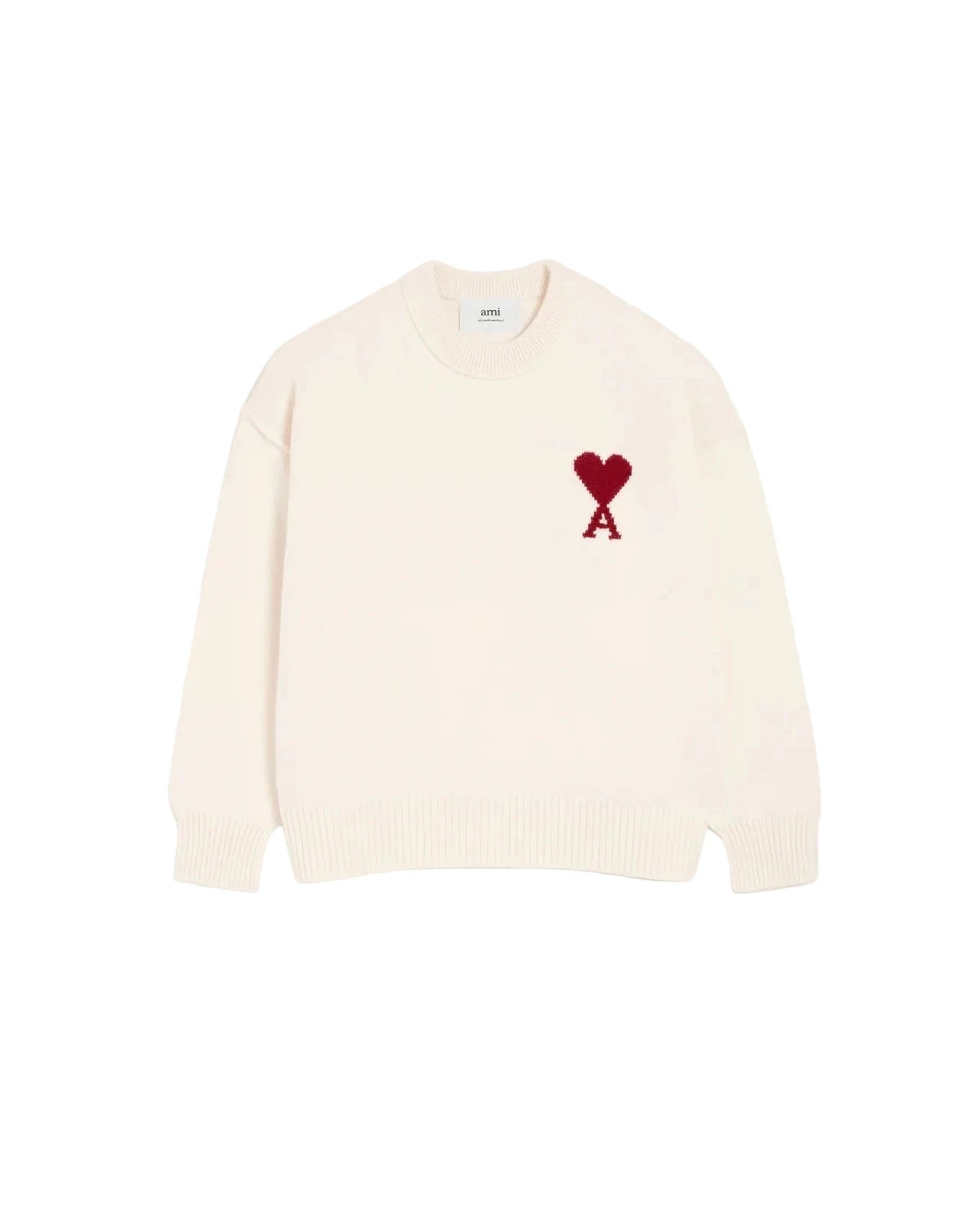 MAGLIONE GIROCOLLO AMI DE CŒUR IN LANA NATURALE AMI PARIS