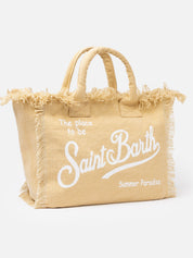 BORSA A SPALLA VANITY IN CANVAS DI COTONE BEIGE