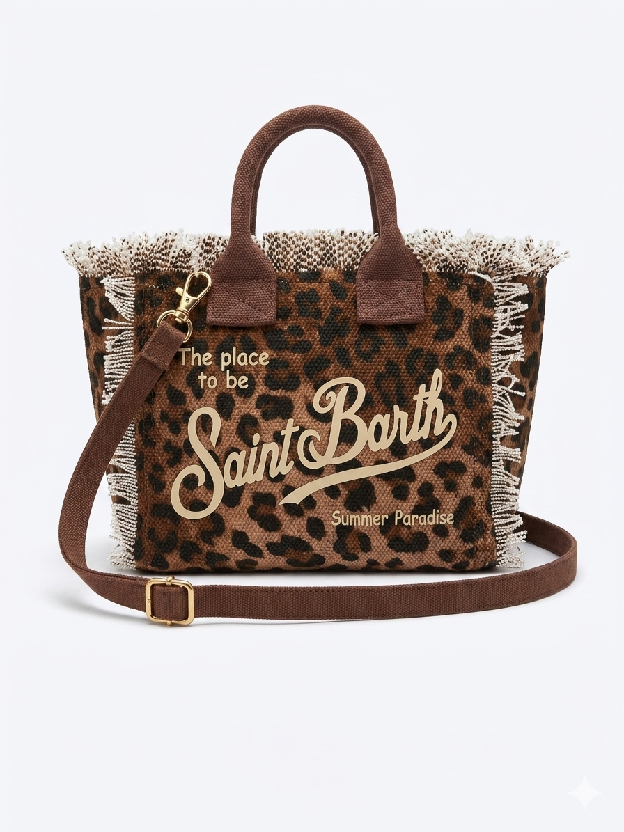 BORSA VANITY MINI IN CANVAS LEOPARDATO SAINT BARTH