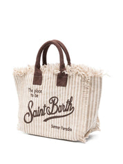 BORSA COLETTE MC2 SAINT BARTH BIANCA E BEIGE CON MOTIVO A RIGHE