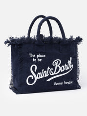 BORSA A SPALLA VANITY IN CANVAS DI COTONE BLUE NAV SAINT BARTH