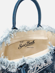 BORSA VANITY REGULAR IN CANVAS AZZURRO CON STAMPA BANDANA SAINT BARTH