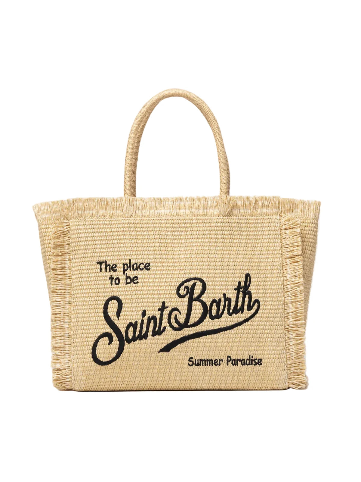 BORSA A SPALLA VANITY EFFETTO PAGLIA BEIGE SAINT BARTH